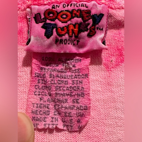 Vintage 1997 Tweety Bird Looney Tunes Tank Top Tie Dye Racer Back Pink Size XL - Picture 4 of 7